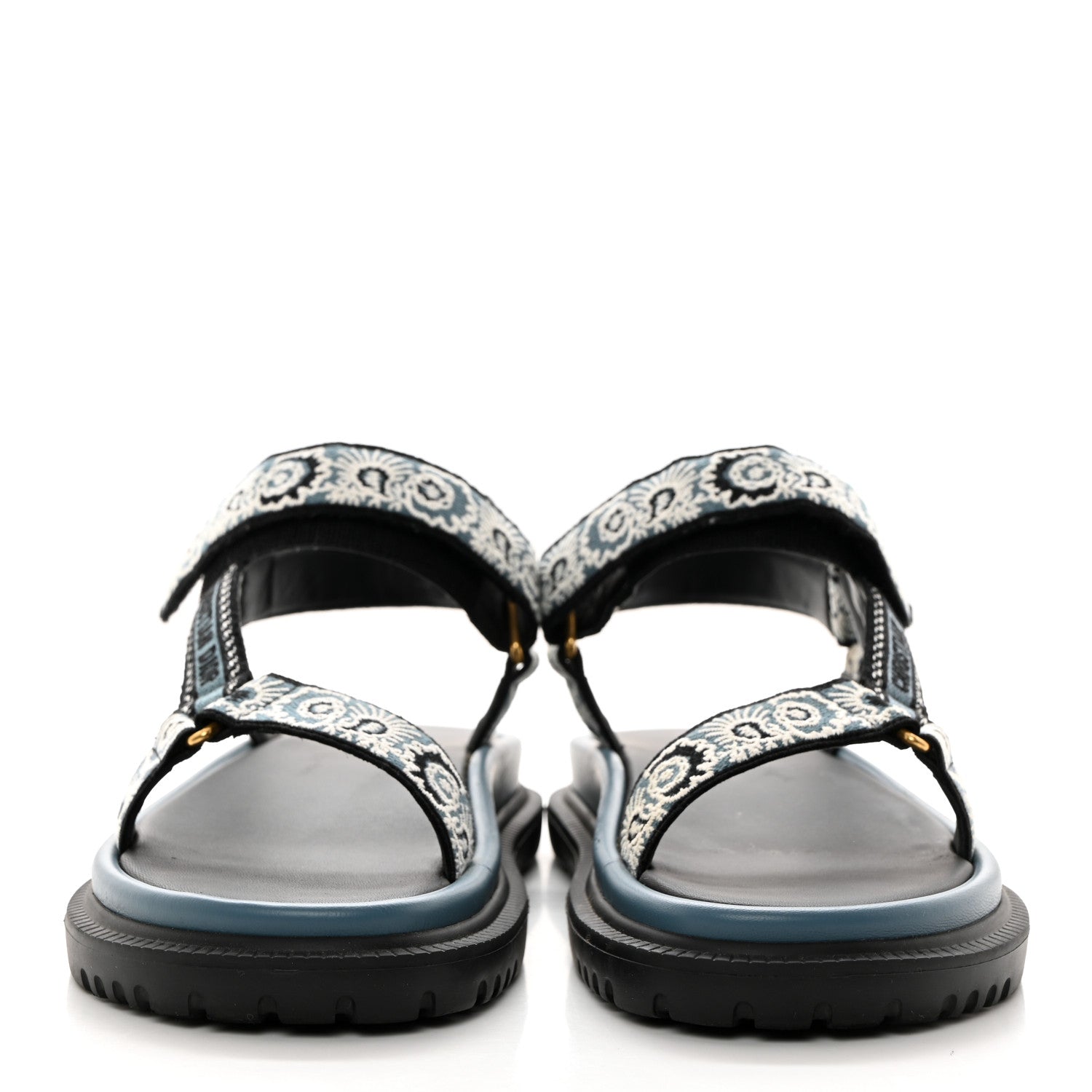 Christian Dior Canvas Embroidered Bandana 10mm D-Wave Sandals 40.5 Deep Blue 2 of 9
