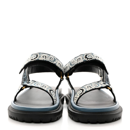 Christian Dior Canvas Embroidered Bandana 10mm D-Wave Sandals 40.5 Deep Blue 2 of 9