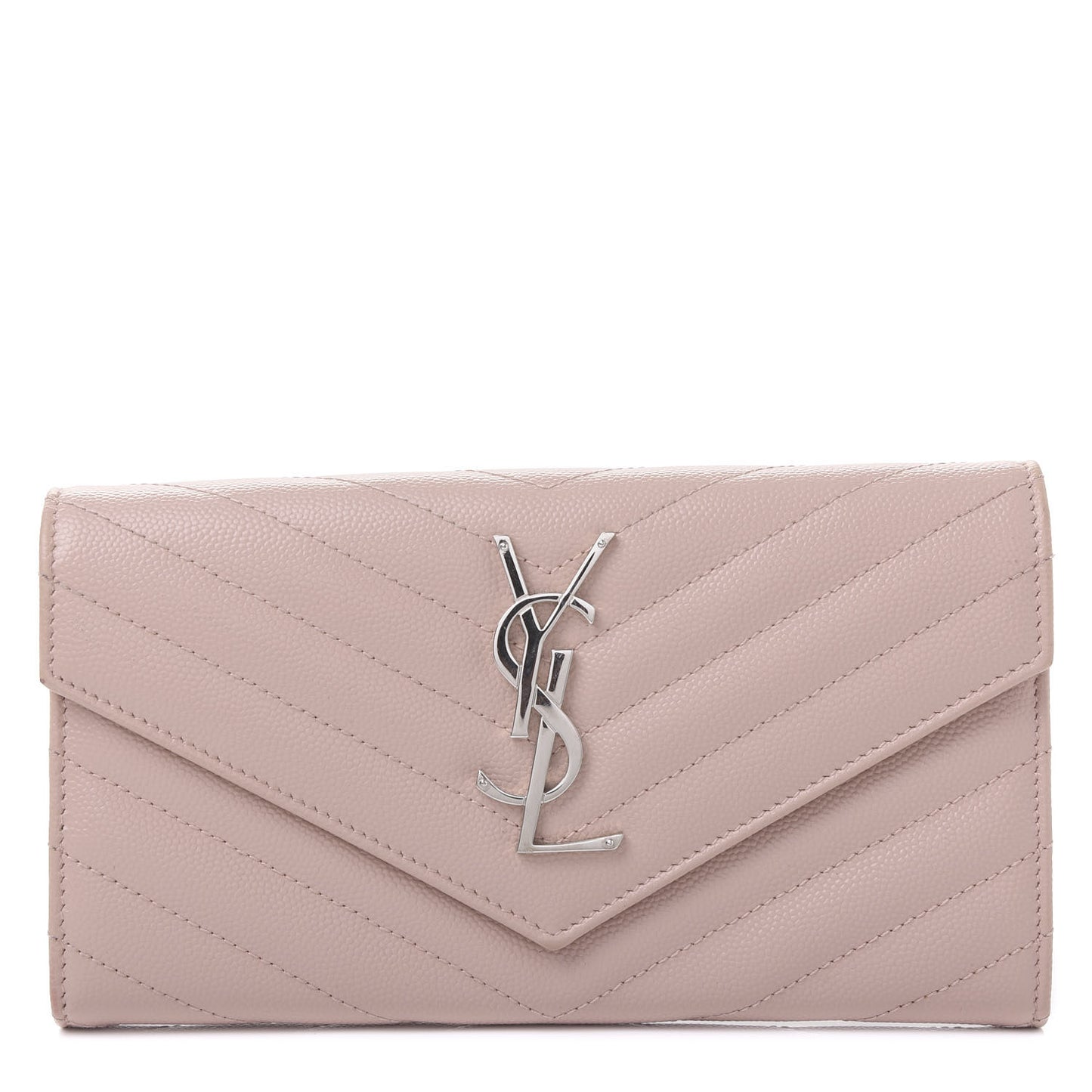 Grain De Poudre Matelasse Chevron Monogram Wallet Pale Pink