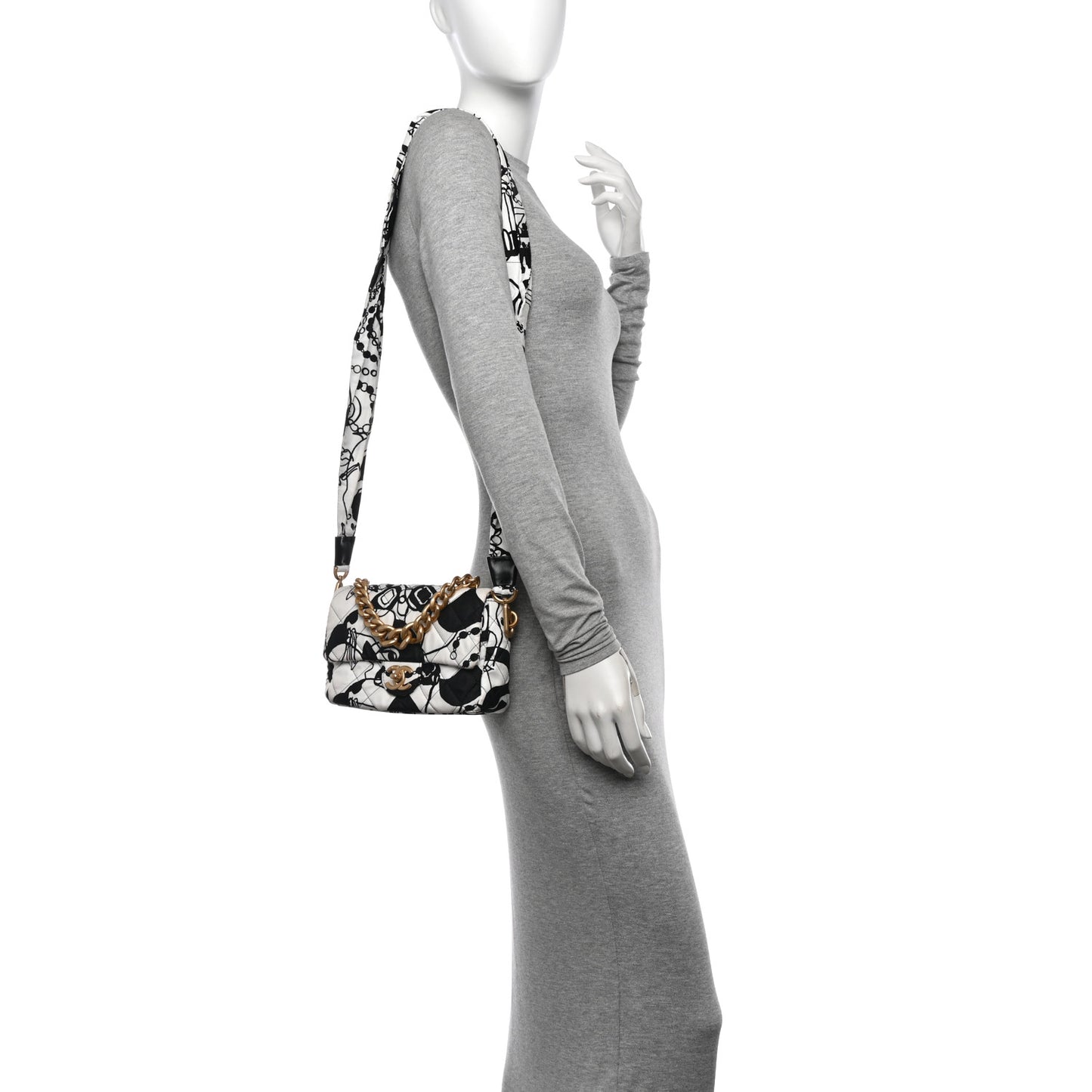Canvas Printed Deer Coco Mini Single Flap White Black