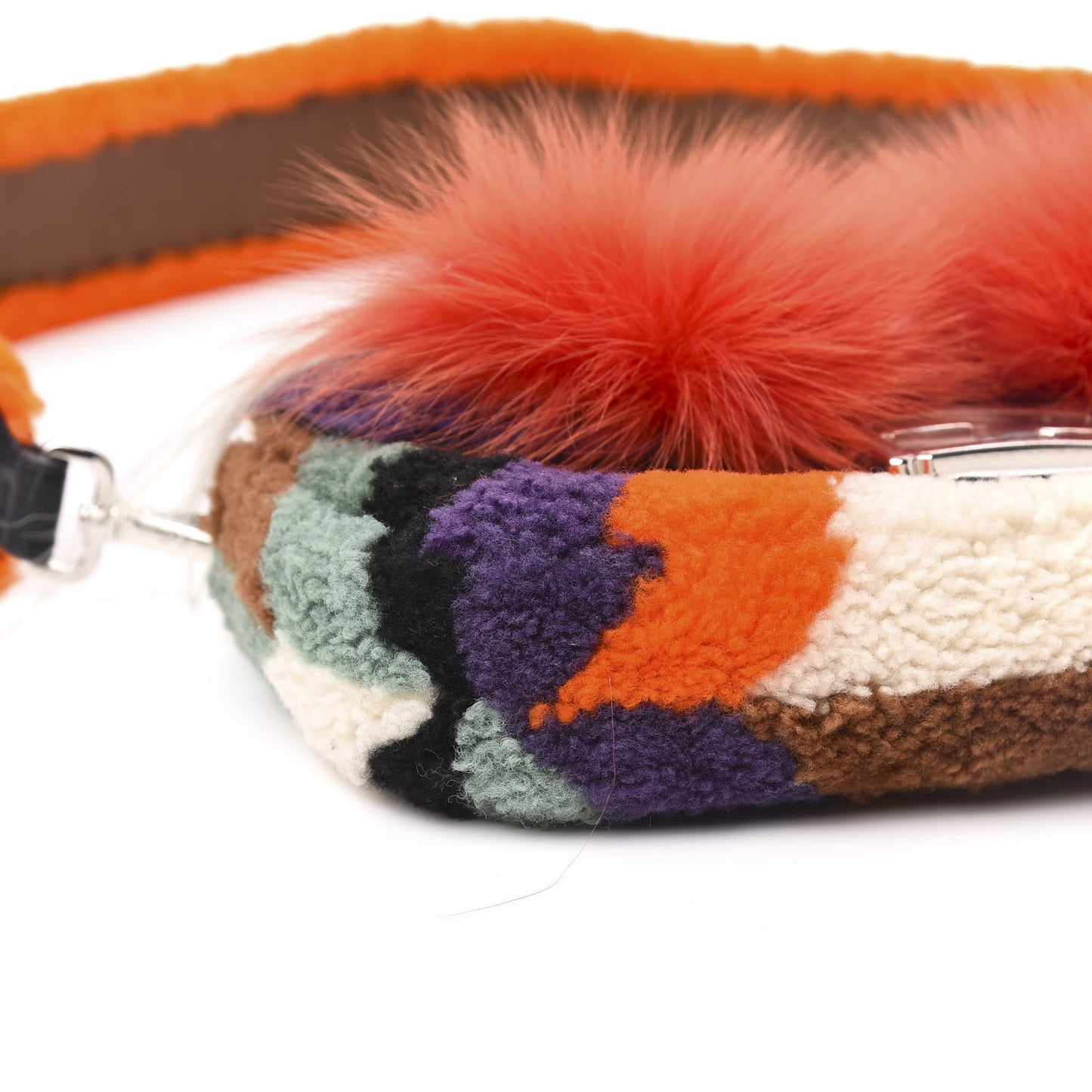 Shearling Calfskin Goat Fox Fur Bugs Baguette Orange Multicolor