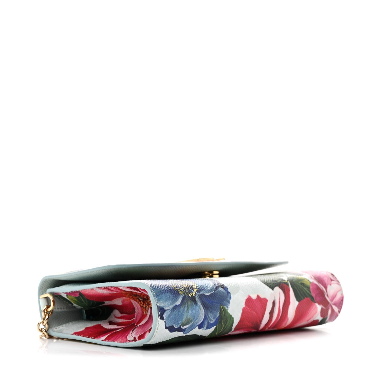 Dolce & Gabbana Dauphine Floral Print Wallet On Chain Blue Multicolor 4 of 9