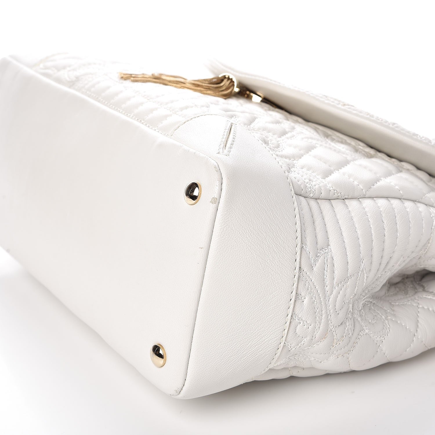 Versace Nappa Barocco Quilted Altea Vanitas Satchel White 8 of 8