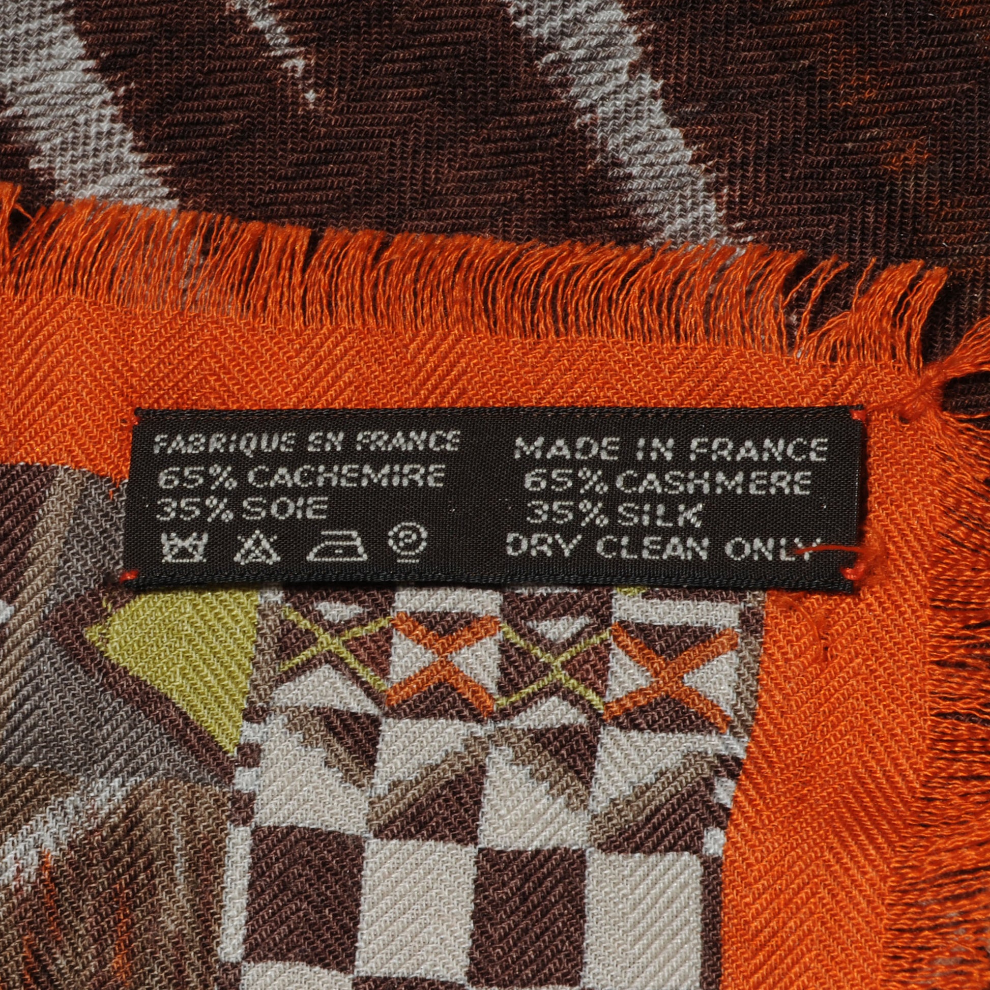 Hermes Cashmere Silk Pelages et Camouflage Fringed Scarf 90 5 of 5