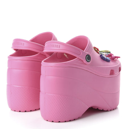 Balenciaga X CROCS Rubber Textured Womens Platform Sandals 36 Rose Bonbon 4 of 8