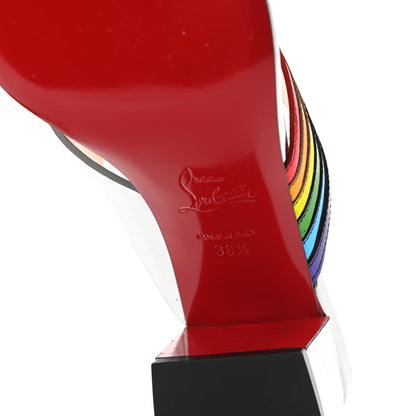 Christian Louboutin Metallic Calfskin Rainbow Arkenmule 55 Slide Sandals 36.5 Silver Multicolor 6 of 9