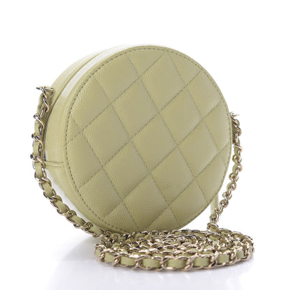 Chanel Caviar Quilted French New Wave Round Clutch With Chain Light Green 3 of 10