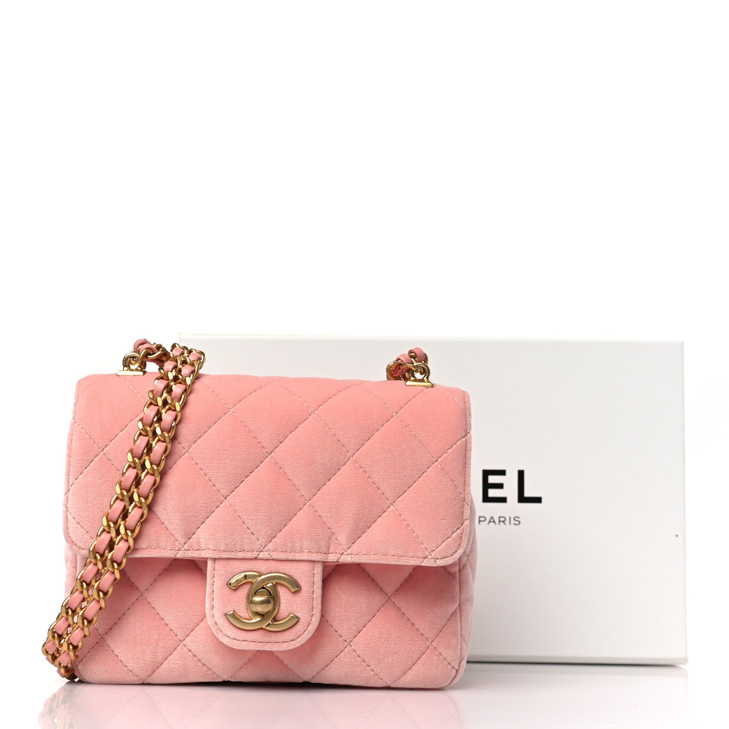 Velvet Enamel Mini Flap Light Pink