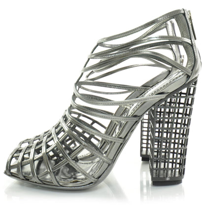 Saint Laurent Leather Cage Booties 38 Anthracite 2 of 8