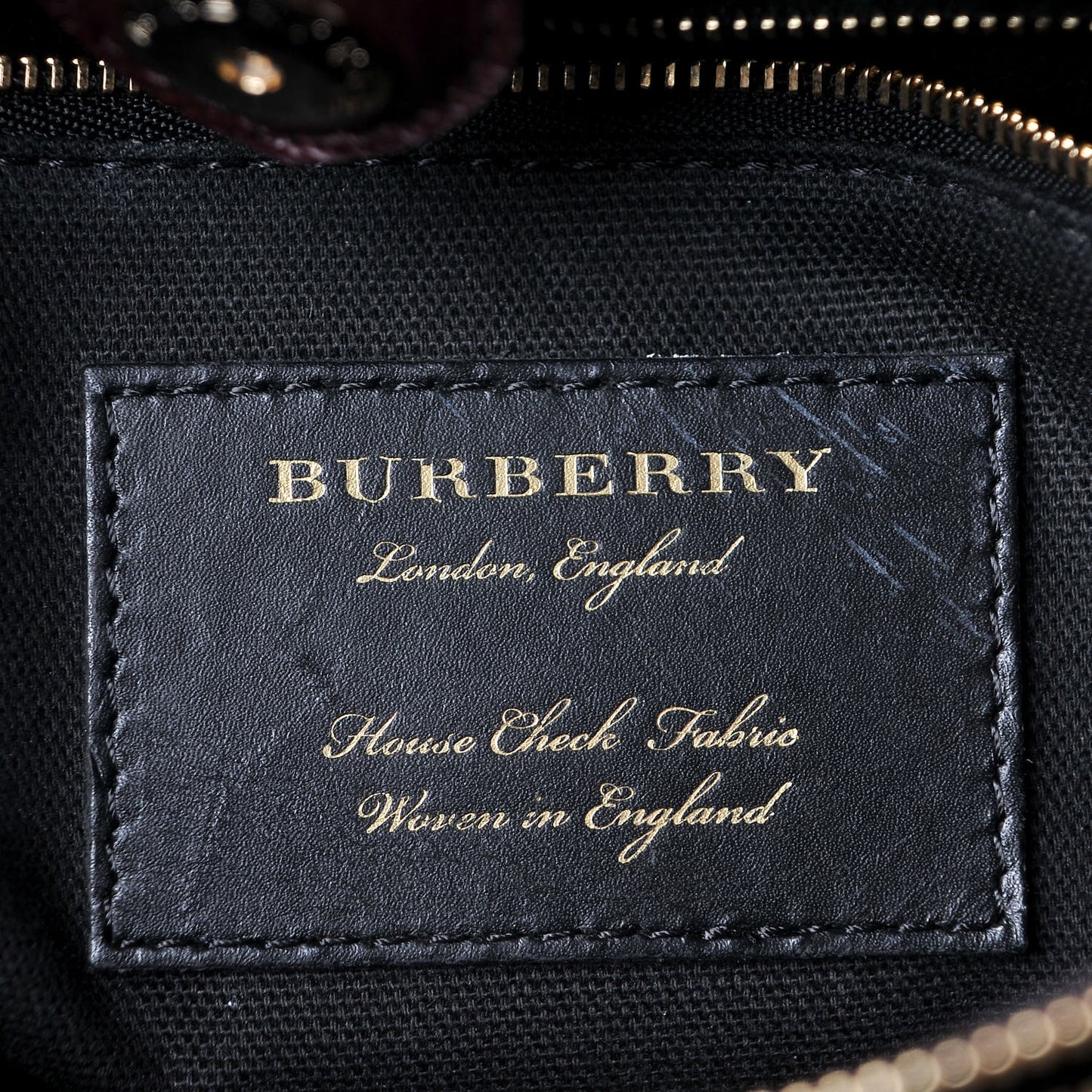 Grainy Calfskin House Check Medium Banner Tote Mahogany Red