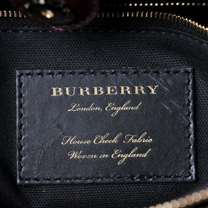 Burberry Grainy Calfskin House Check Medium Banner Tote Mahogany Red 6 of 9
