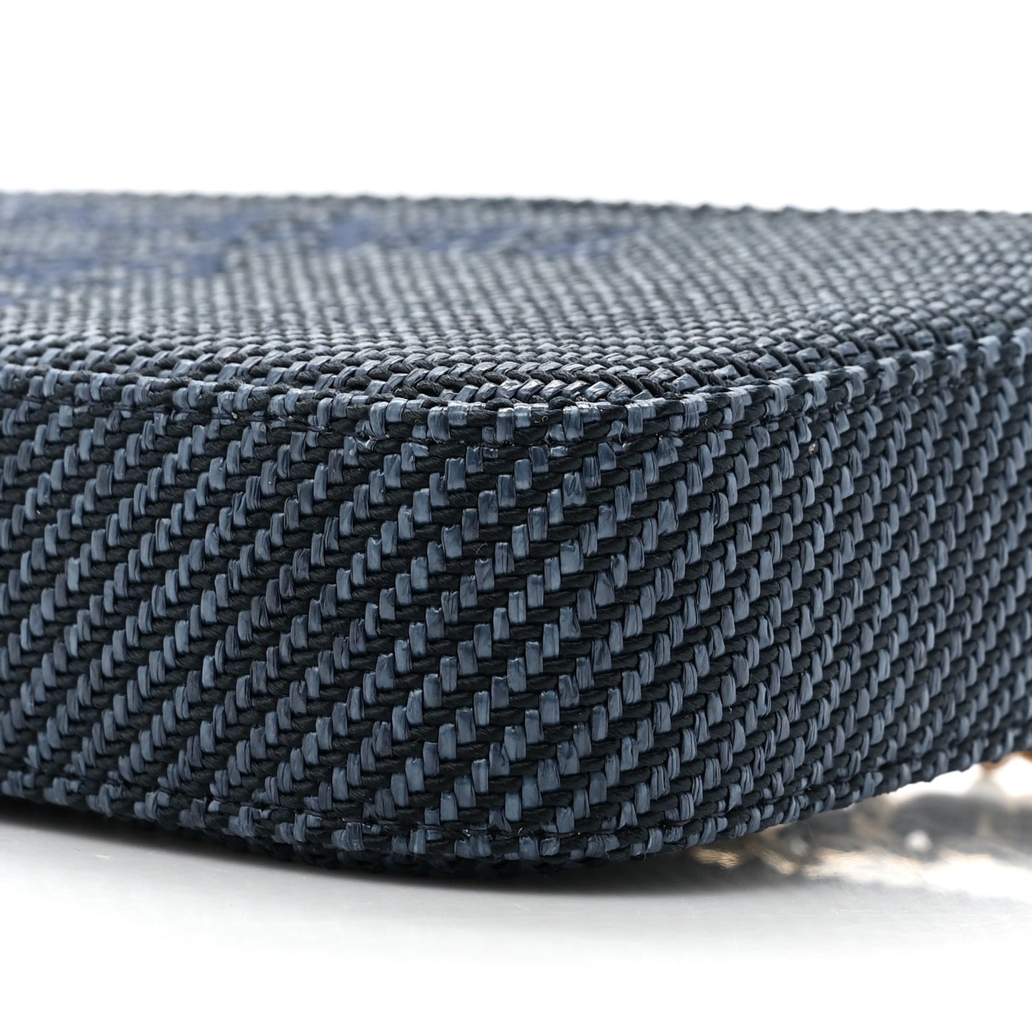 Lurex Straw Small Deauville Clutch With Chain Blue