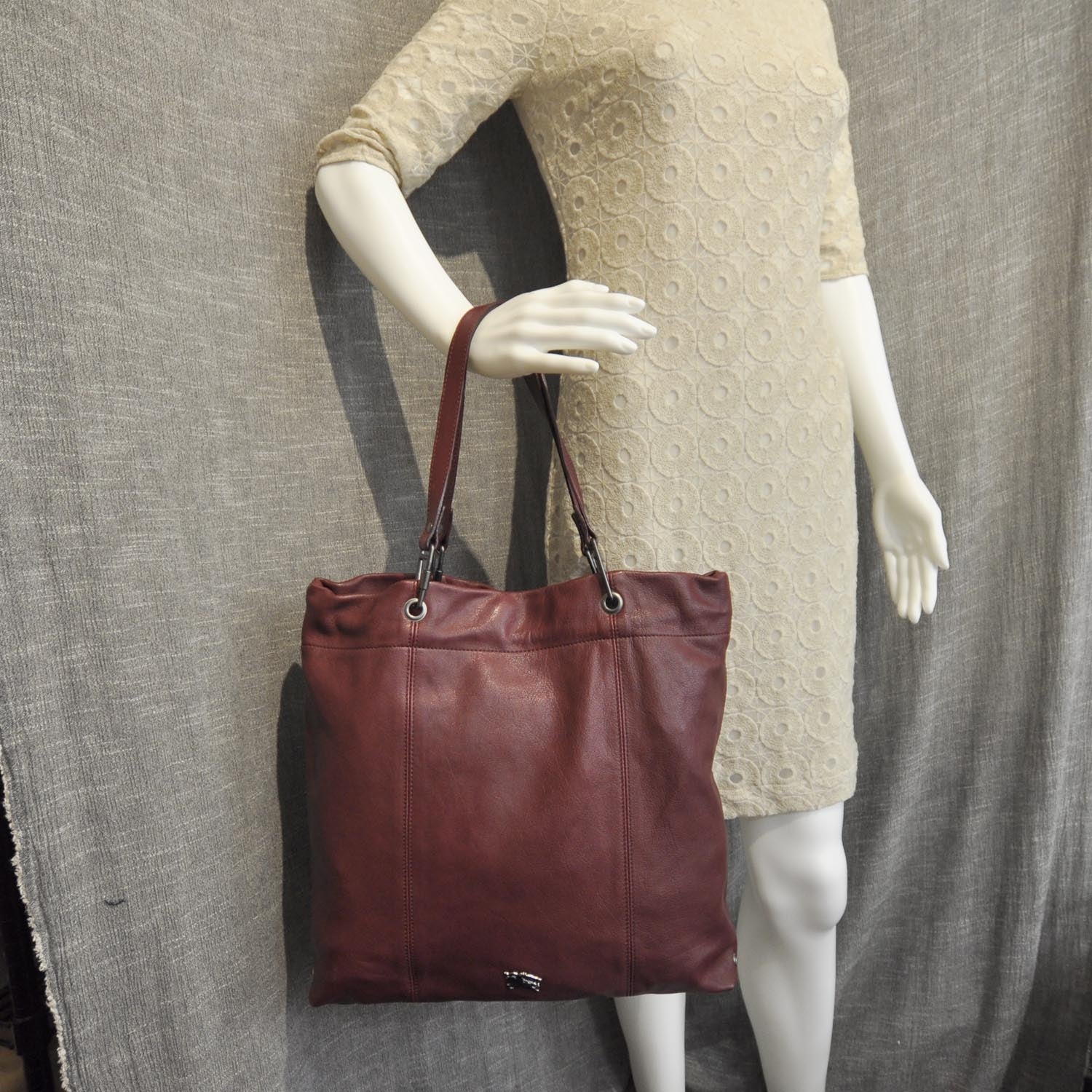 Burberry Leather Packable Drawstring Tote Dark Red 2 of 8