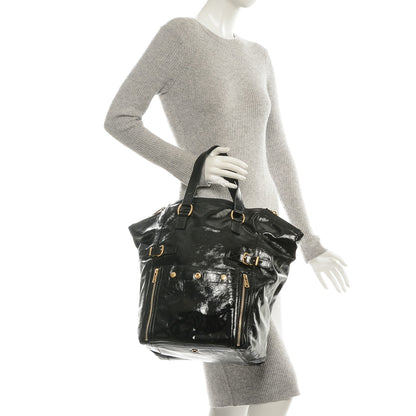 Saint Laurent Textured Patent Large Downtown Tote Black 2 of 7