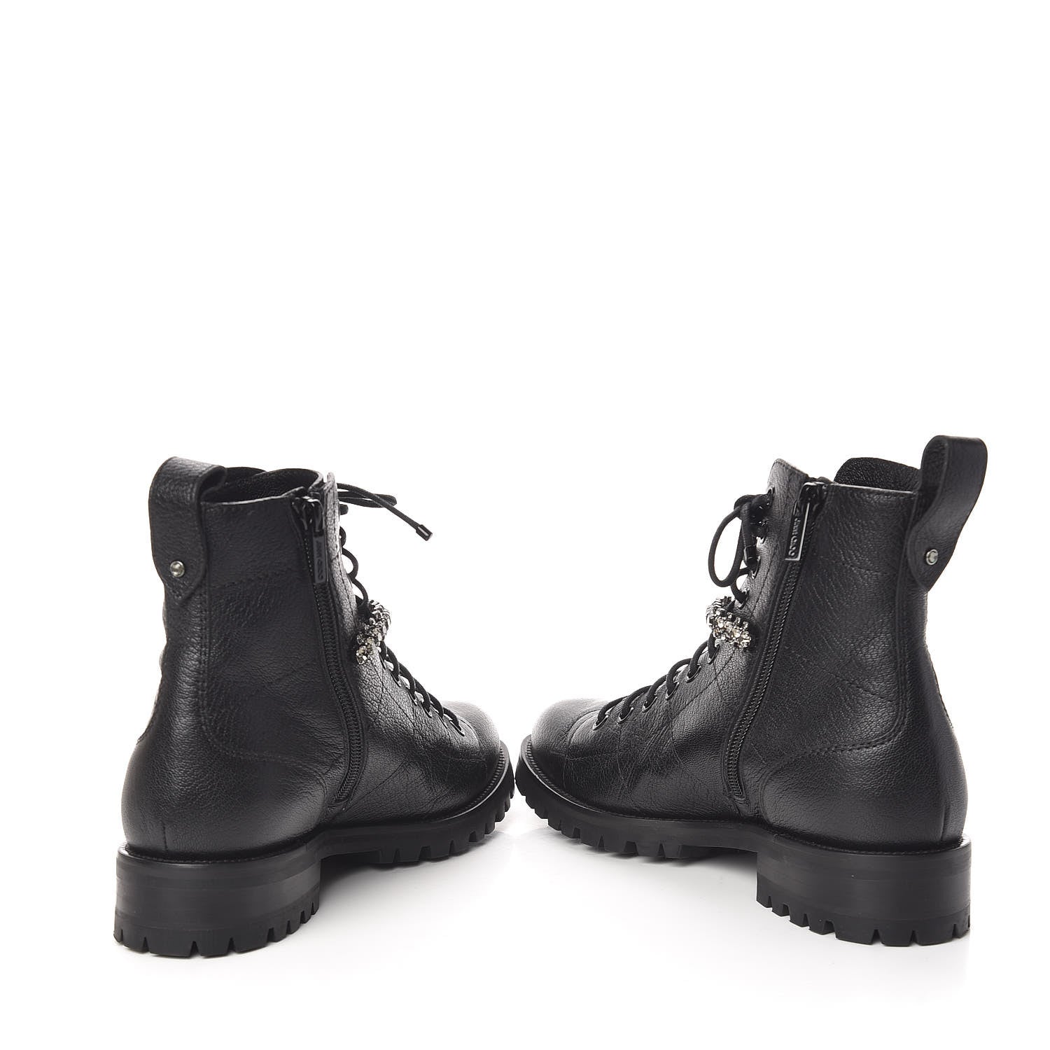 Jimmy Choo Lambskin Combat Boots 38 Black 5 of 10