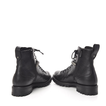 Jimmy Choo Lambskin Combat Boots 38 Black 5 of 10