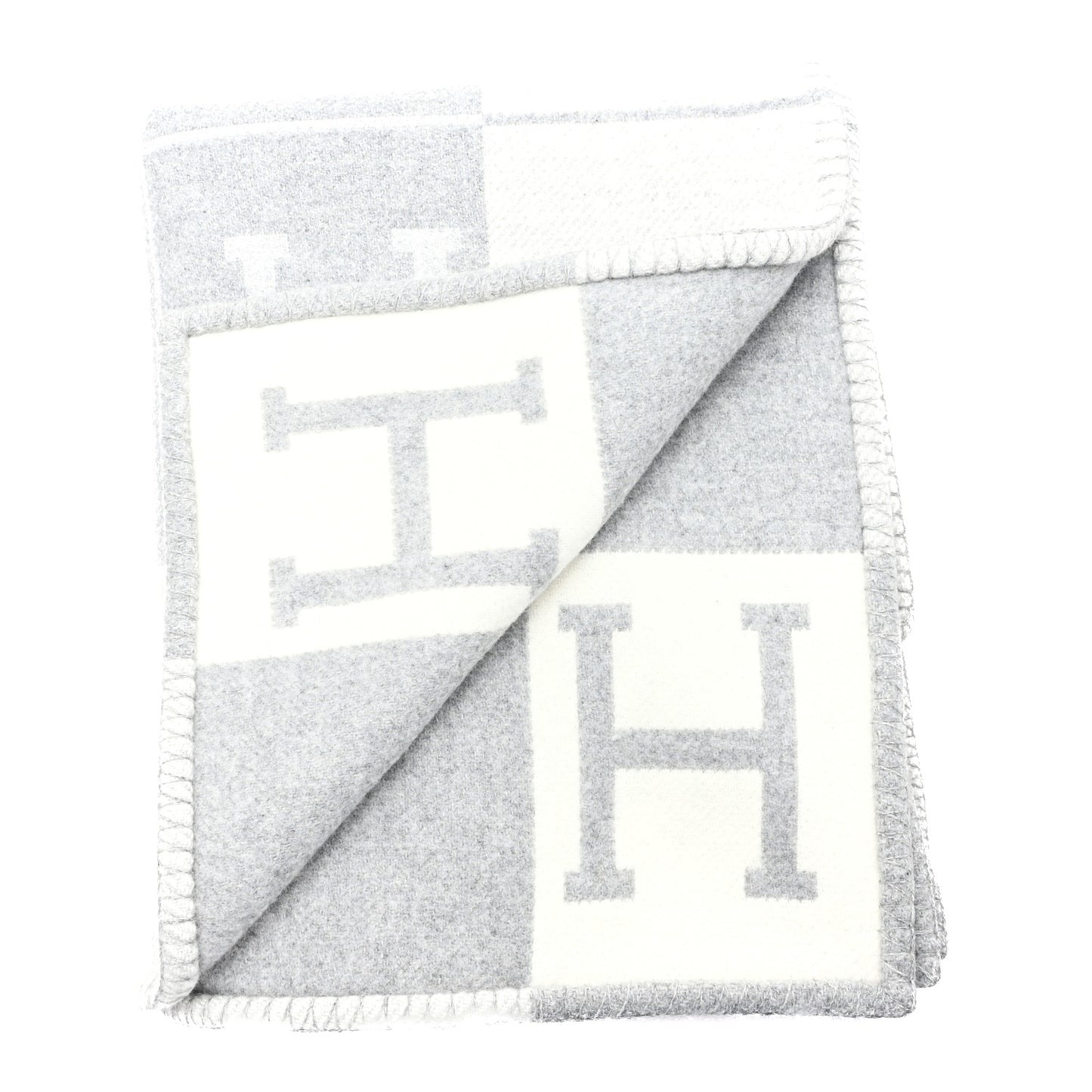 Wool Cashmere Avalon III Throw Blanket Ecru Gris Clair