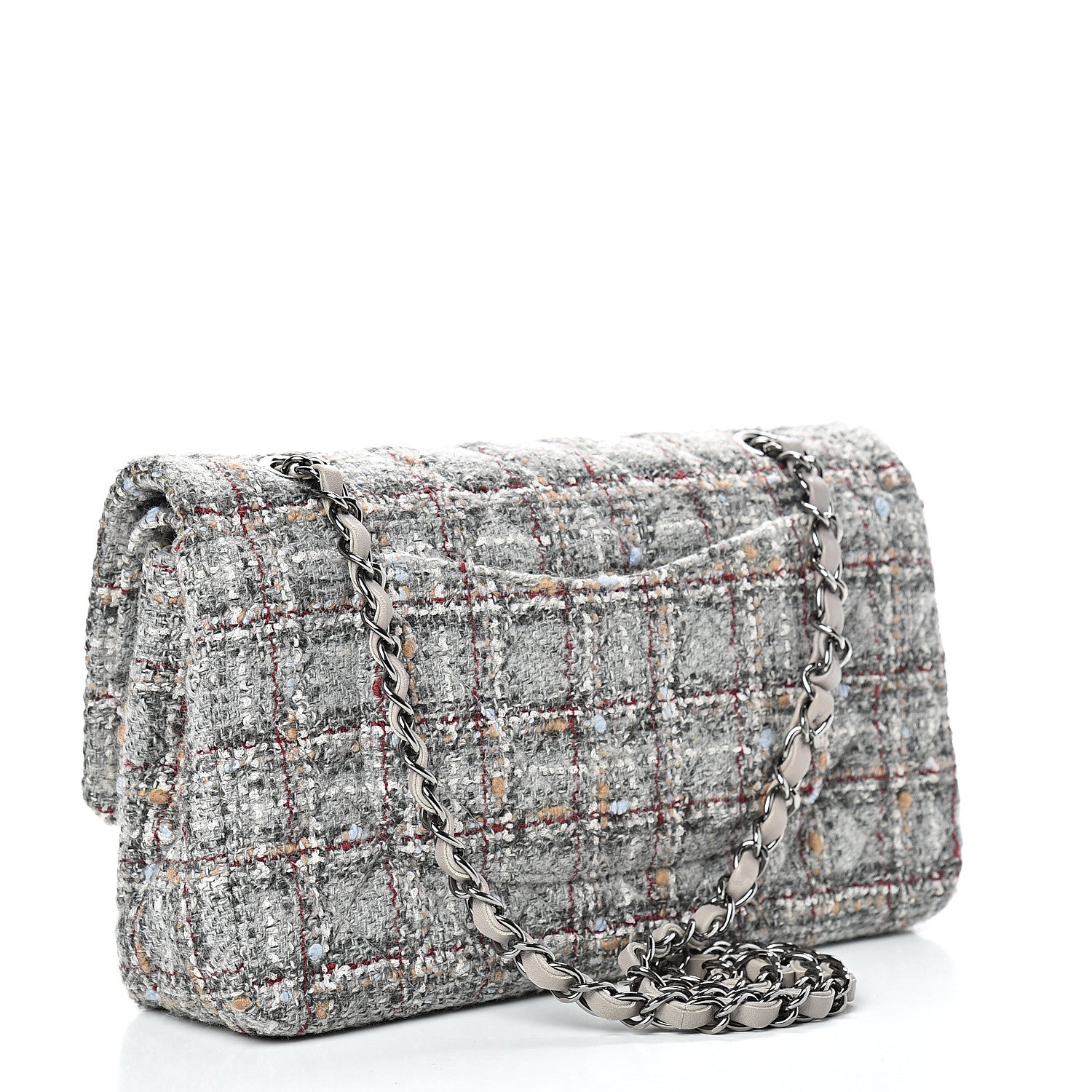 Chanel Tweed Quilted Medium Double Flap Grey Multicolor 2 of 11