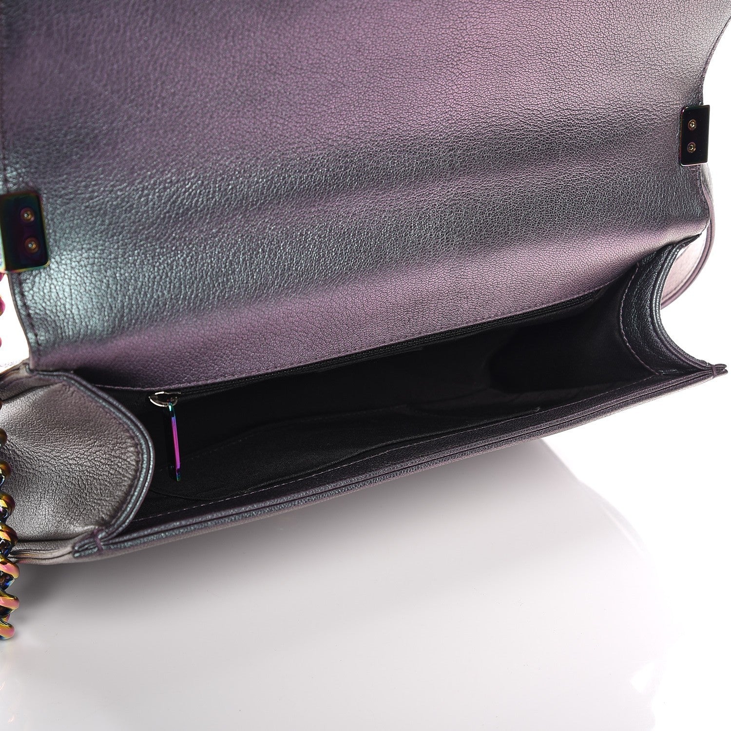 Chanel Iridescent Goatskin Quilted New Medium Boy Flap Purple 5 of 8