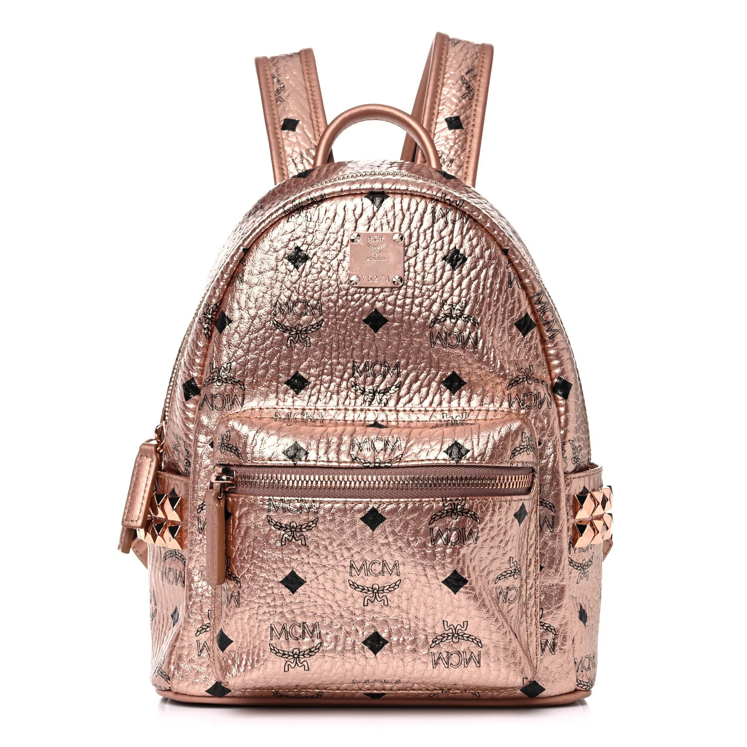 MCM Metallic Visetos Mini Side Stud Stark Backpack Champagne Gold 1 of 22