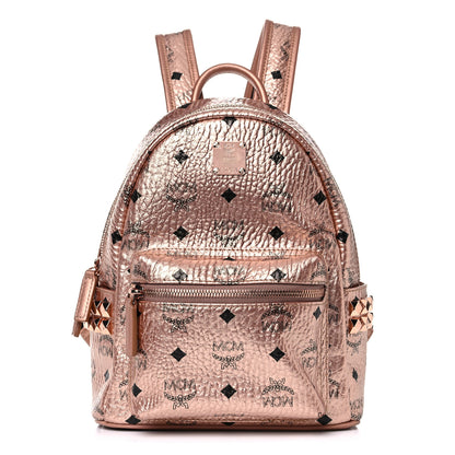 MCM Metallic Visetos Mini Side Stud Stark Backpack Champagne Gold 1 of 22