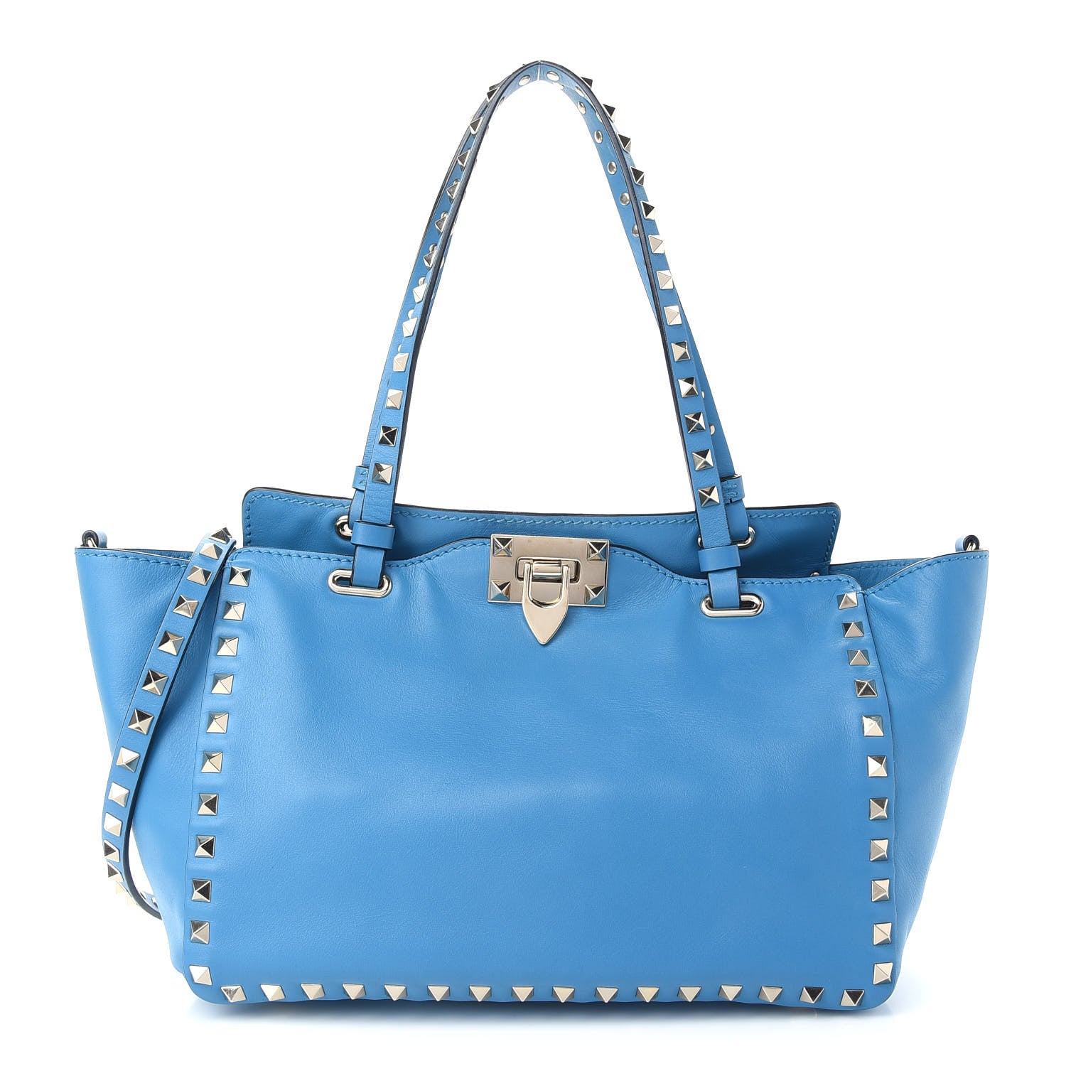 Valentino Garavani Vitello Small Rockstud Tote Light Blue 1 of 7