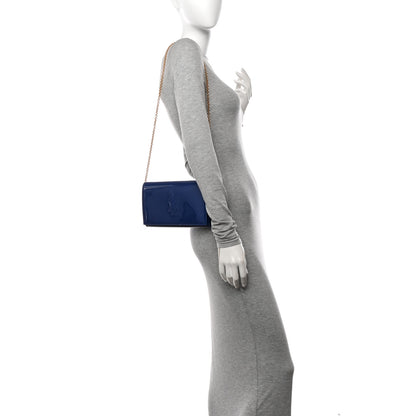 Saint Laurent Patent Calfskin Belle de Jour Chain Clutch Blue 2 of 11