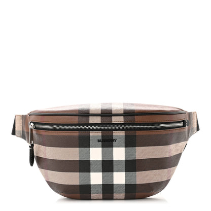 Burberry E-canvas Check Cason Bum Bag Dark Birch Brown 1 of 9