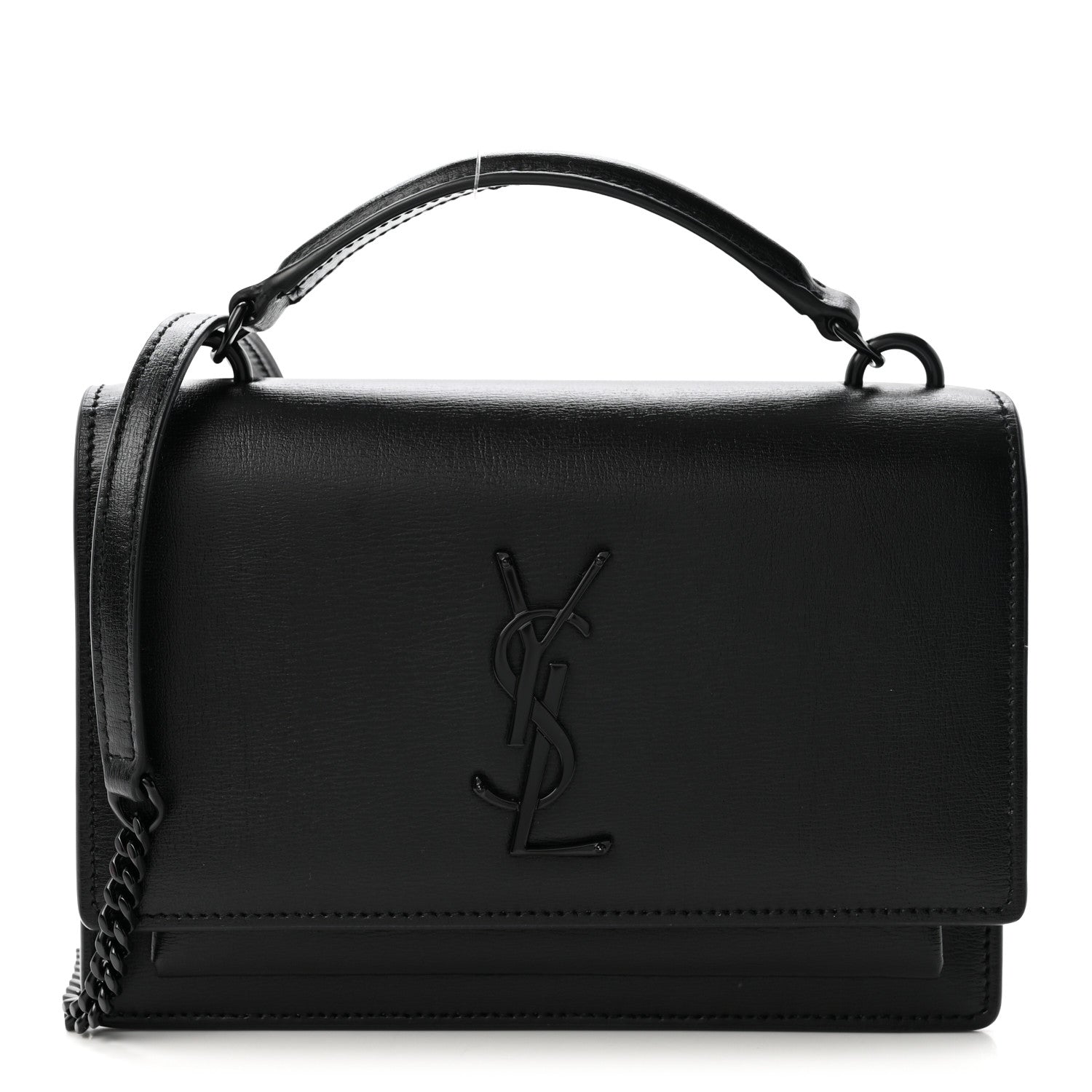 Saint Laurent Calfskin Monogram Sunset Chain Wallet Black 1 of 11