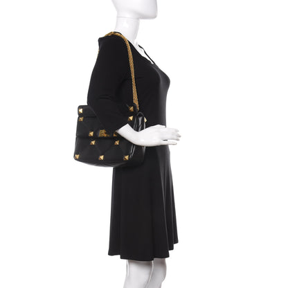 Valentino Garavani Nappa Large Roman Stud Shoulder Bag Black 2 of 10