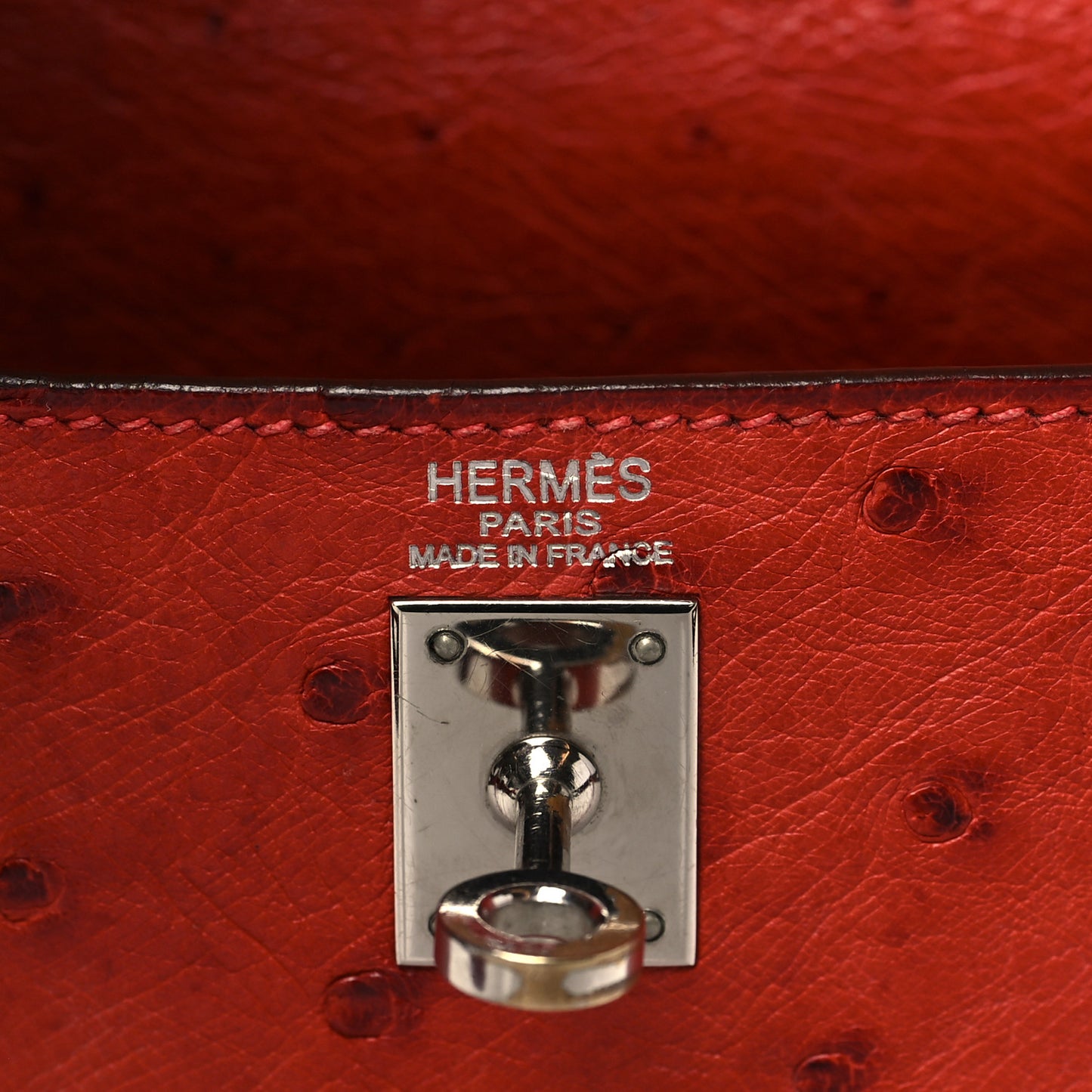 Ostrich Kelly Retourne 25 Rouge Vif