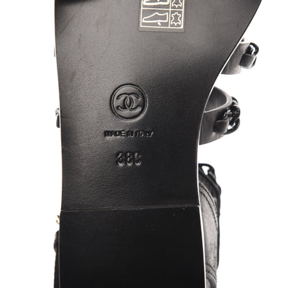 Chanel Calfskin Chain Flat Sandals 38 Black 8 of 9