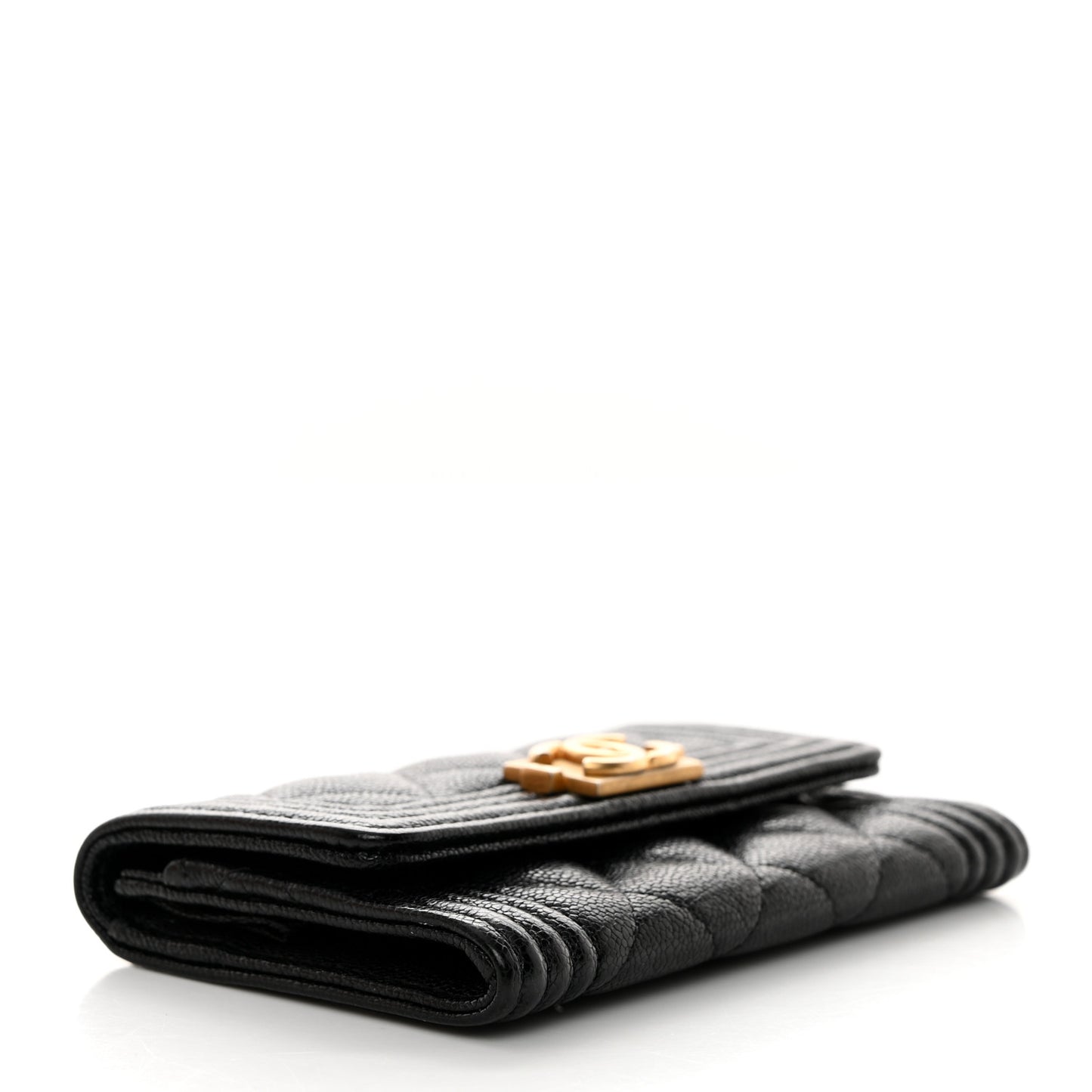 Caviar Quilted Boy Flap Card Holder Black