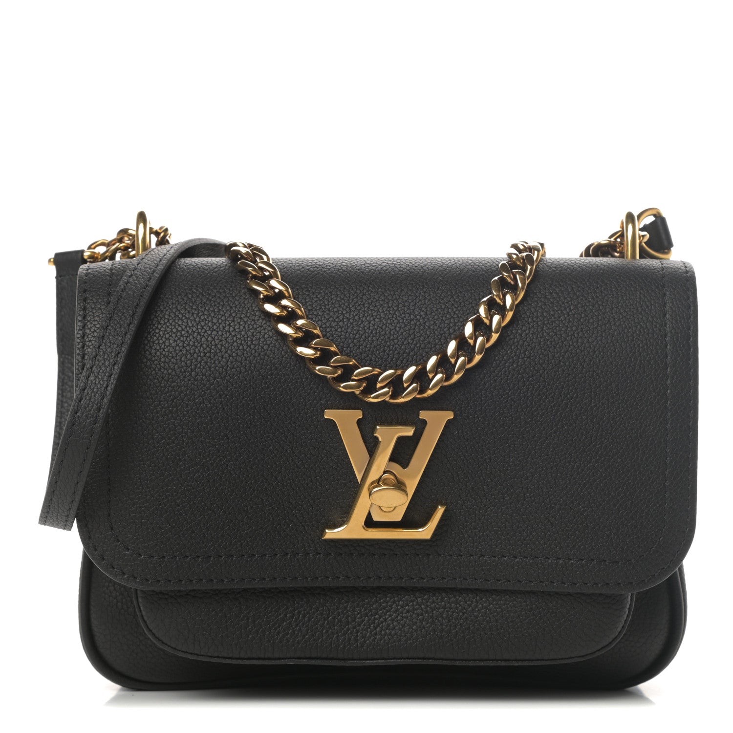 Louis Vuitton Grained Calfskin Lockme Chain Bag Black 1 of 9