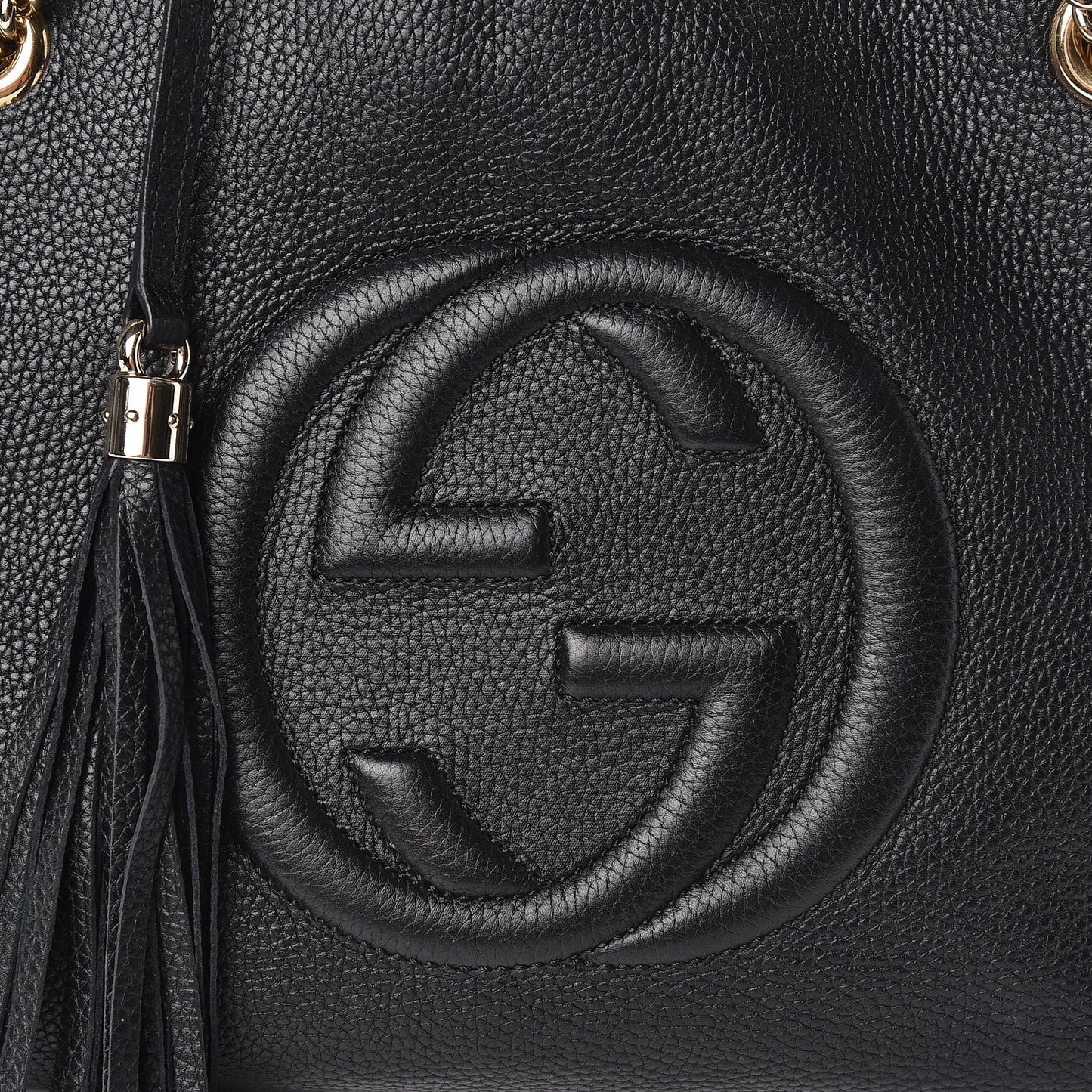 Pebbled Calfskin Medium Soho Chain Shoulder Bag Black