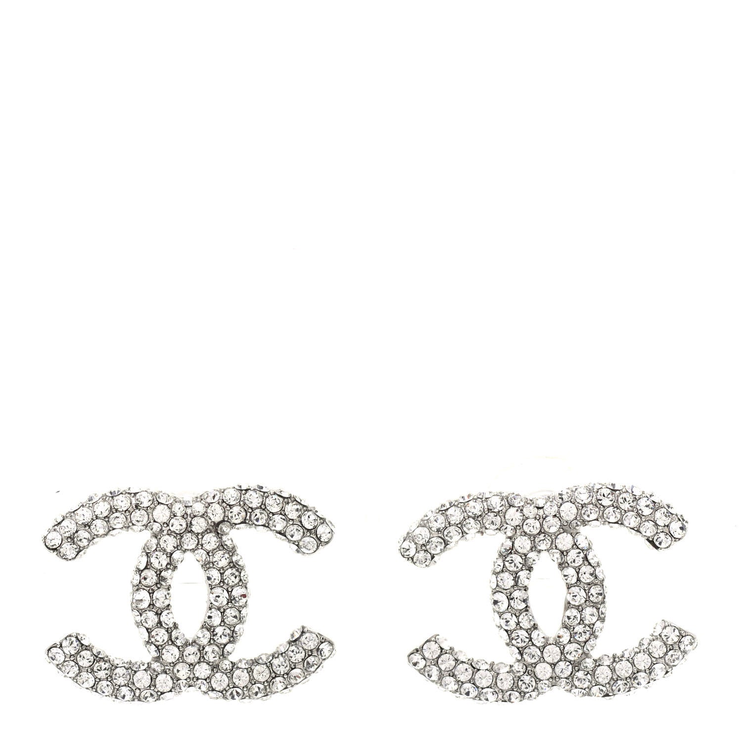 Chanel Crystal CC Earrings Silver 1 of 4