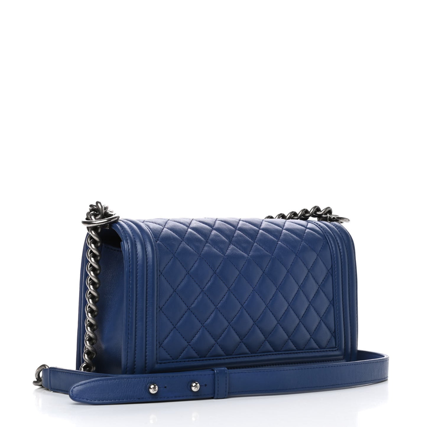 Calfskin Quilted Medium Boy Flap Blue