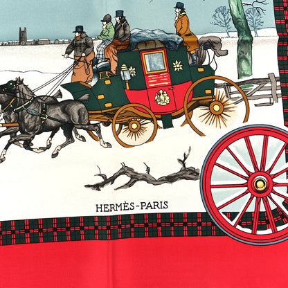 Hermes Silk L'hiver En Poste Rouge 2 of 4