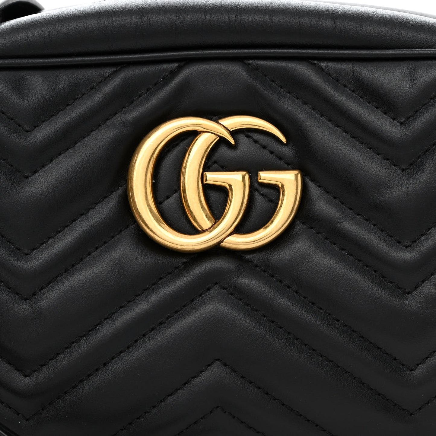 Calfskin Matelasse Small GG Marmont Chain Shoulder Bag Black