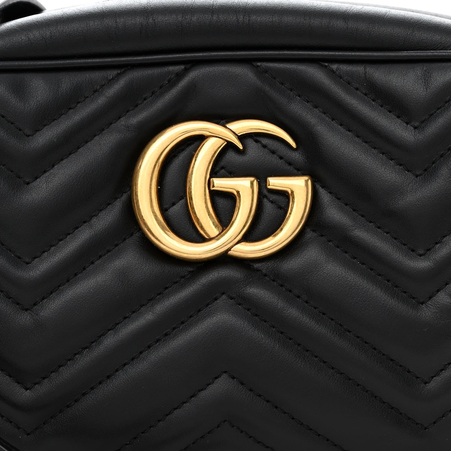 Gucci Calfskin Matelasse Small GG Marmont Chain Shoulder Bag Black 8 of 10