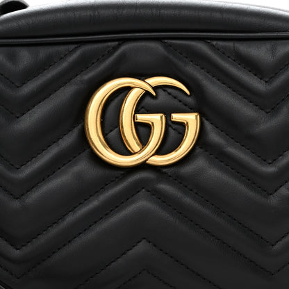 Gucci Calfskin Matelasse Small GG Marmont Chain Shoulder Bag Black 8 of 10