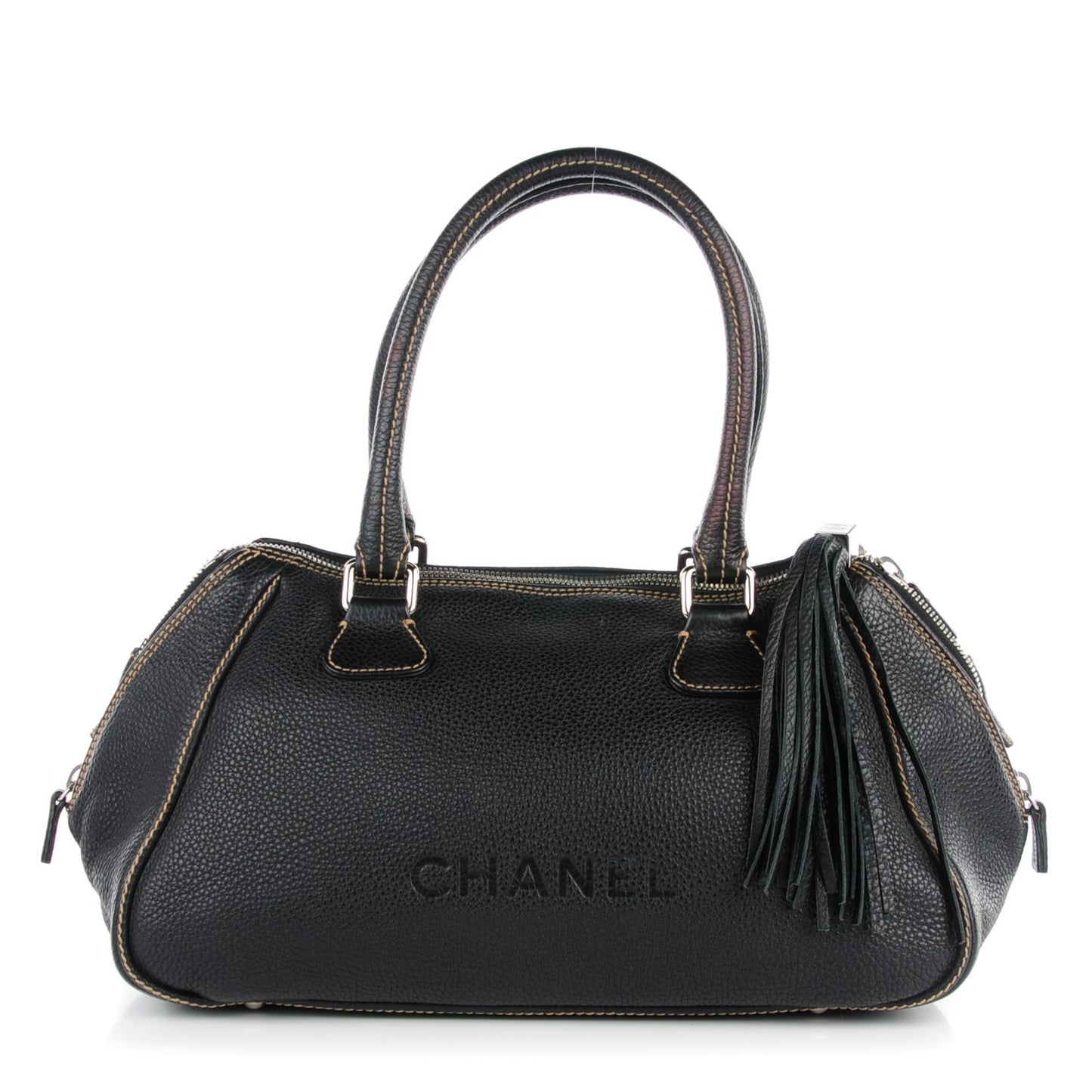 Calfskin Large Tassel Bowler Black