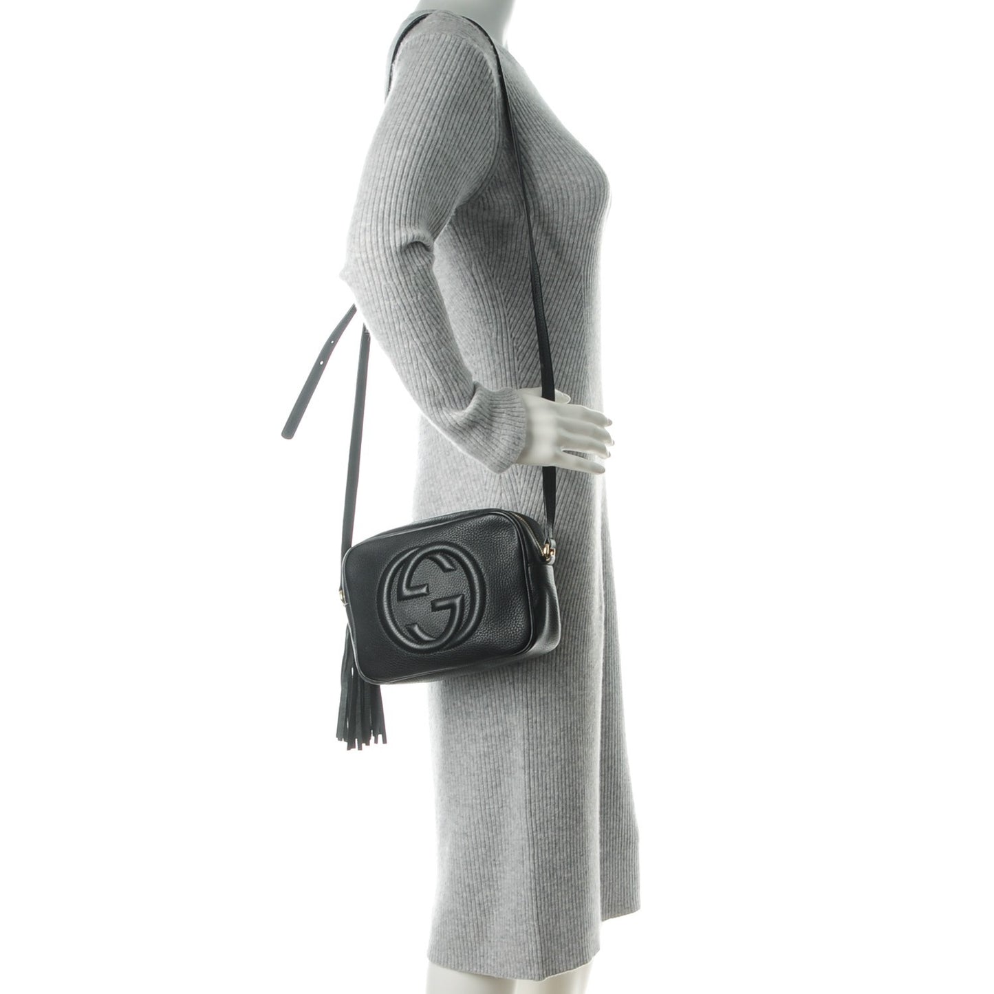 Pebbled Calfskin Small Soho Disco Bag Black