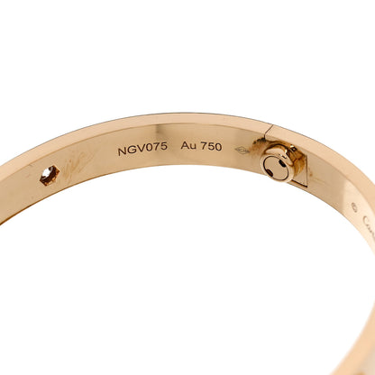 Cartier 18K Yellow Gold 4 Diamond LOVE Bracelet 17 7 of 8