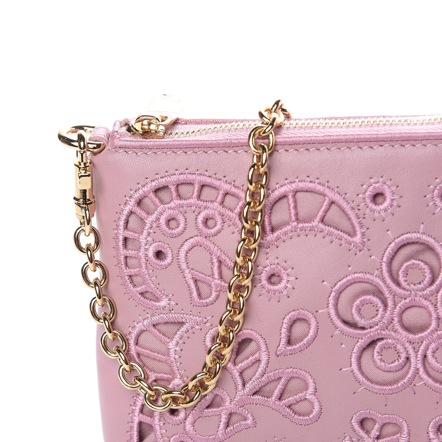 Dolce & Gabbana Lambskin Embroidered Laser Cut Micro Crossbody Pochette Rose Poudre 11 of 11