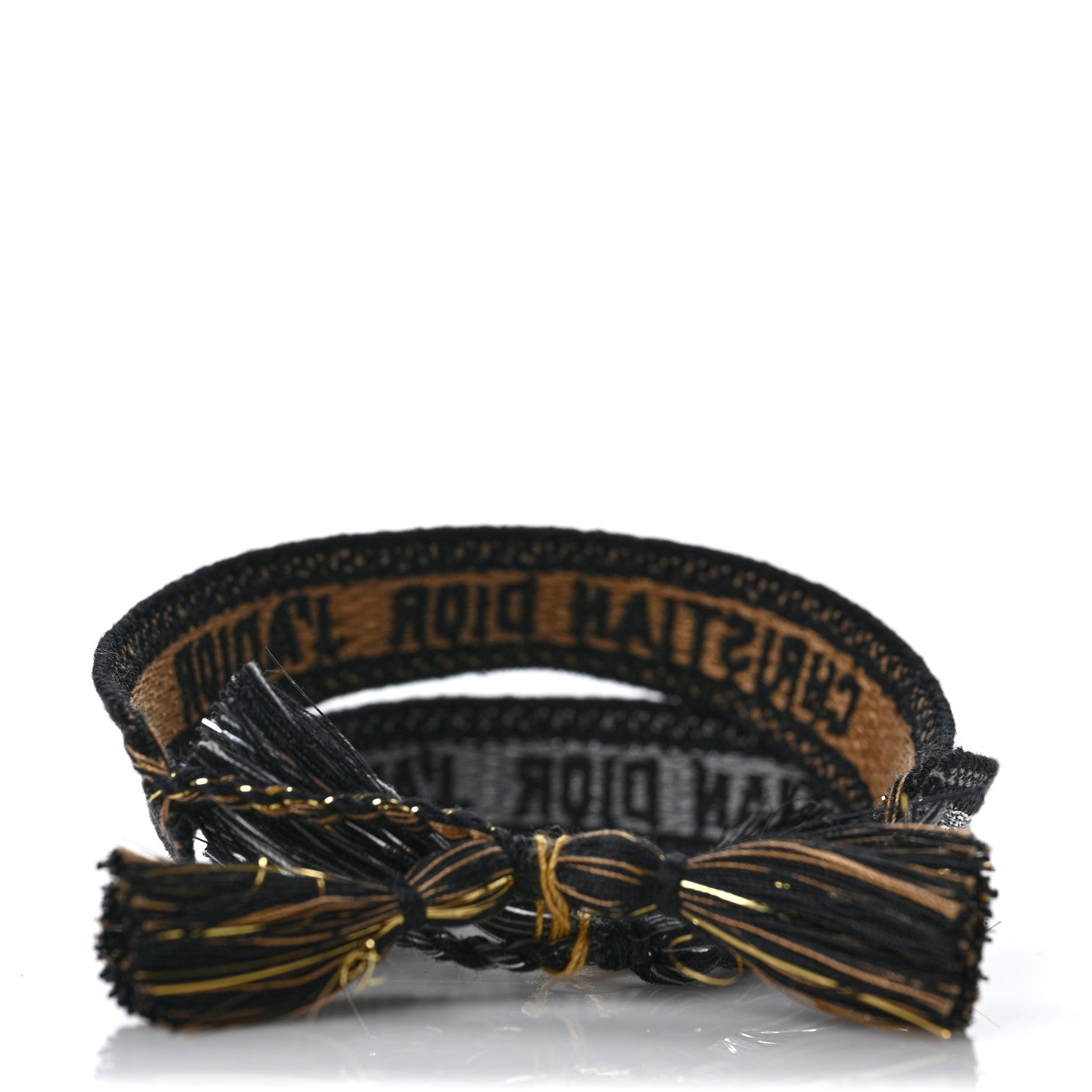 Christian Dior Woven Cotton J'Adior Friendship Bracelet Set Gold Silver 3 of 5