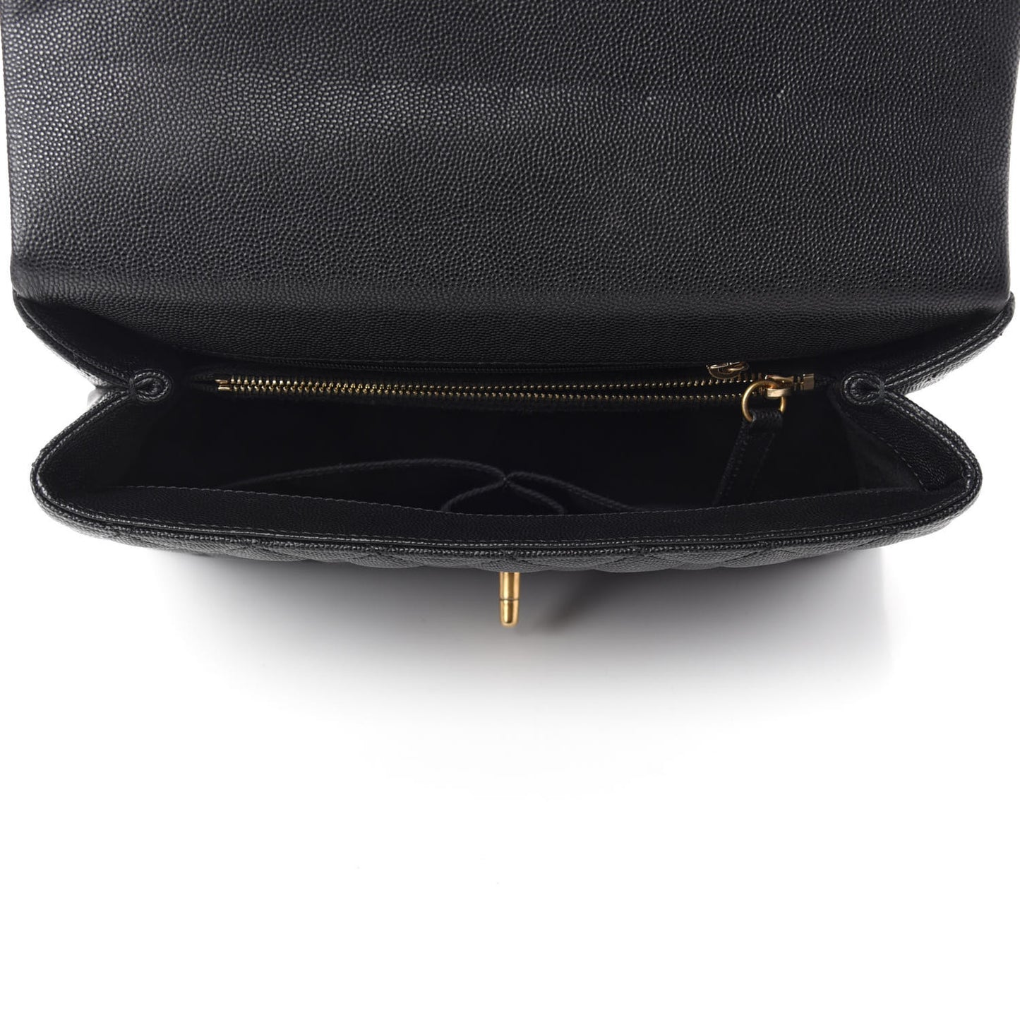 Caviar Lizard Embossed Quilted Small Coco Handle Flap Black
