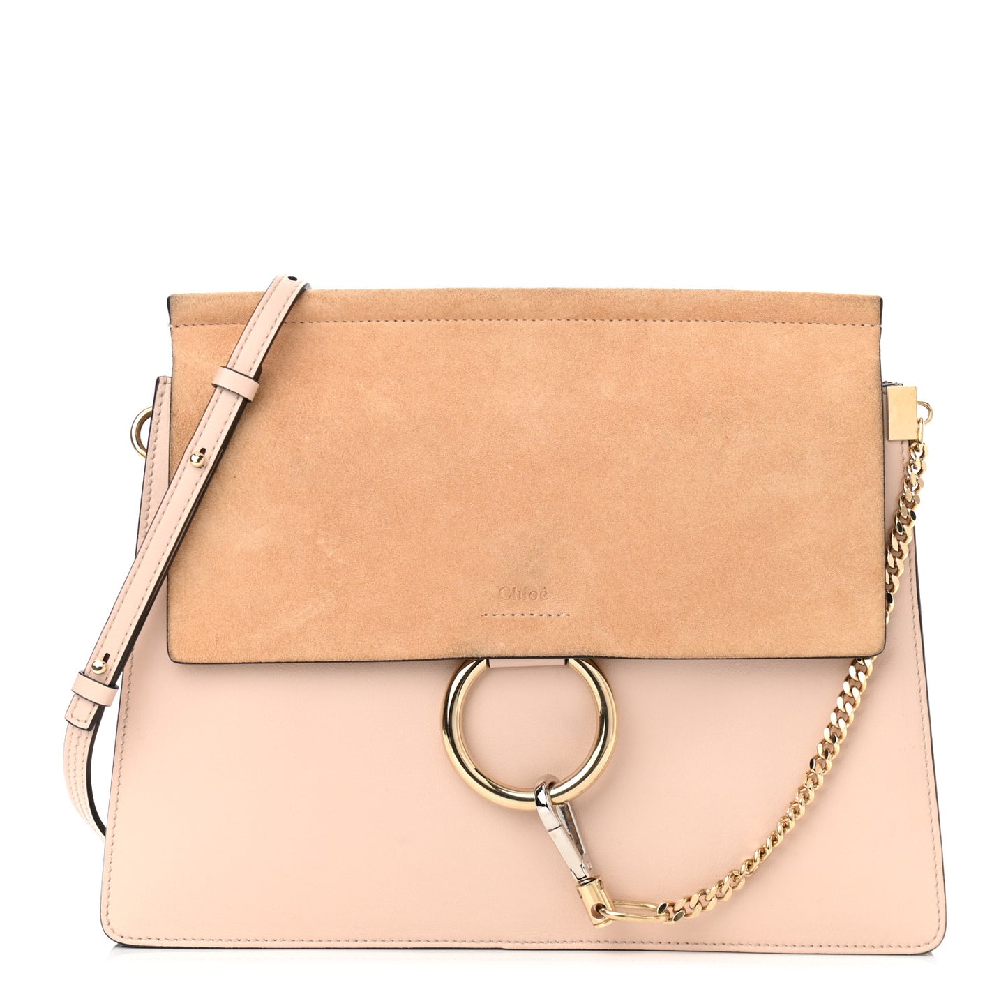 Calfskin Suede Medium Faye Shoulder Bag Blush Nude