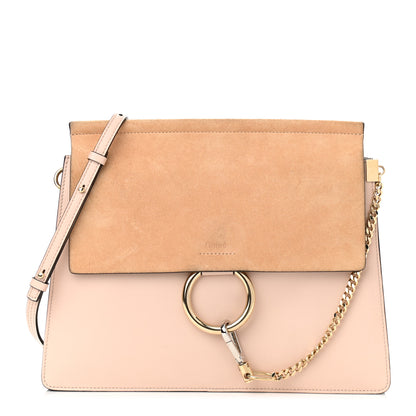 Chloe Calfskin Suede Medium Faye Shoulder Bag Blush Nude 1 of 10