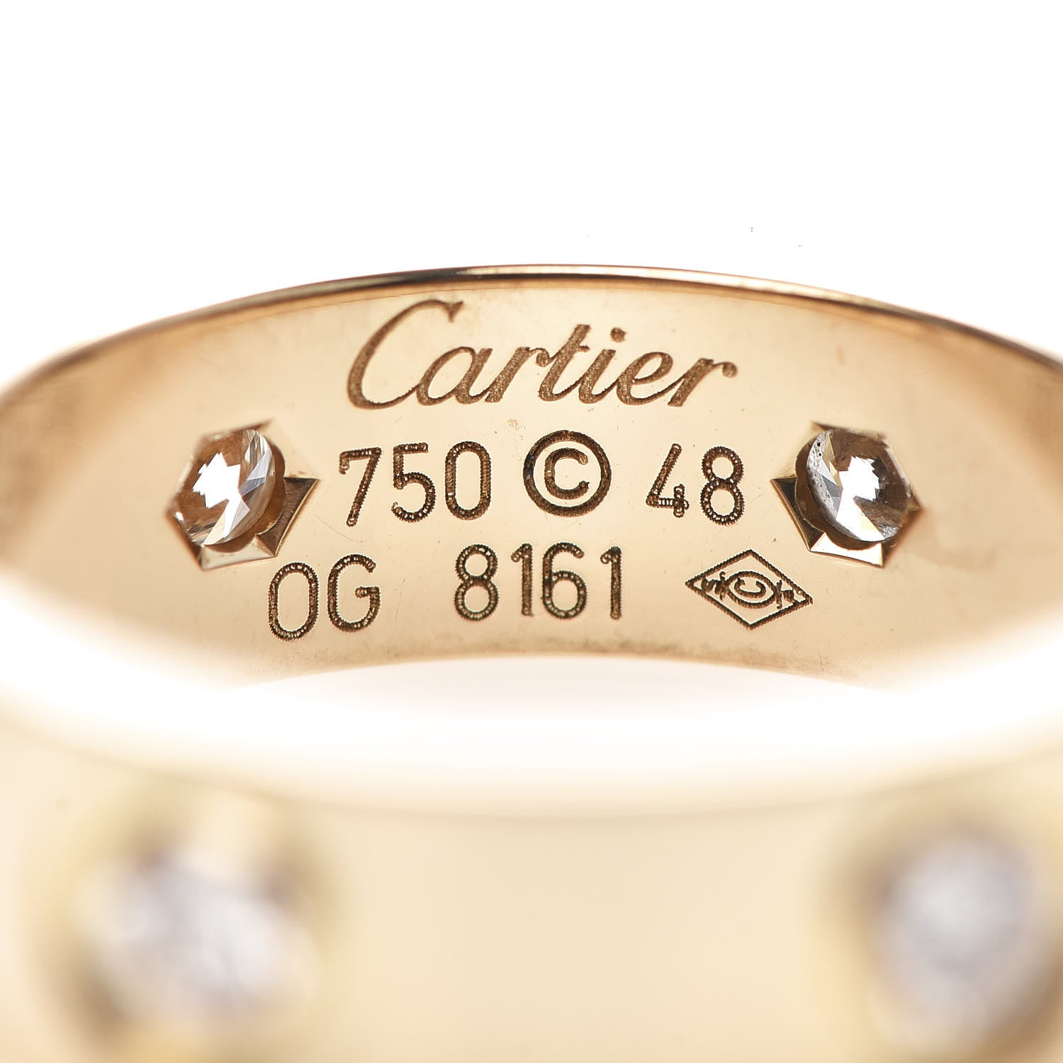 Cartier 18K Yellow Gold 6 Diamond 5.5mm LOVE Ring 48 4.5 4 of 4
